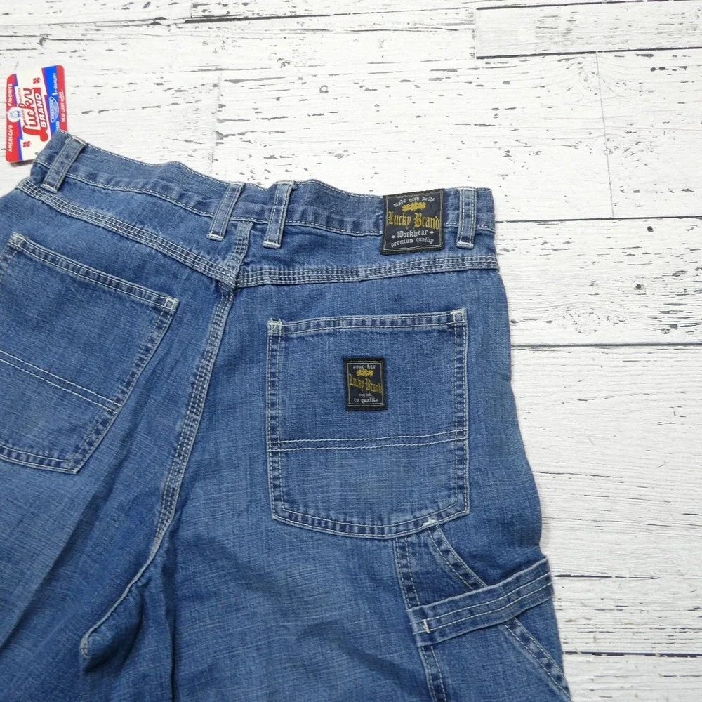 Vintage Lucky Brand Dungarees Jeans Womens 20 Blue Denim Relaxed Straight - Picture 15 of 16
